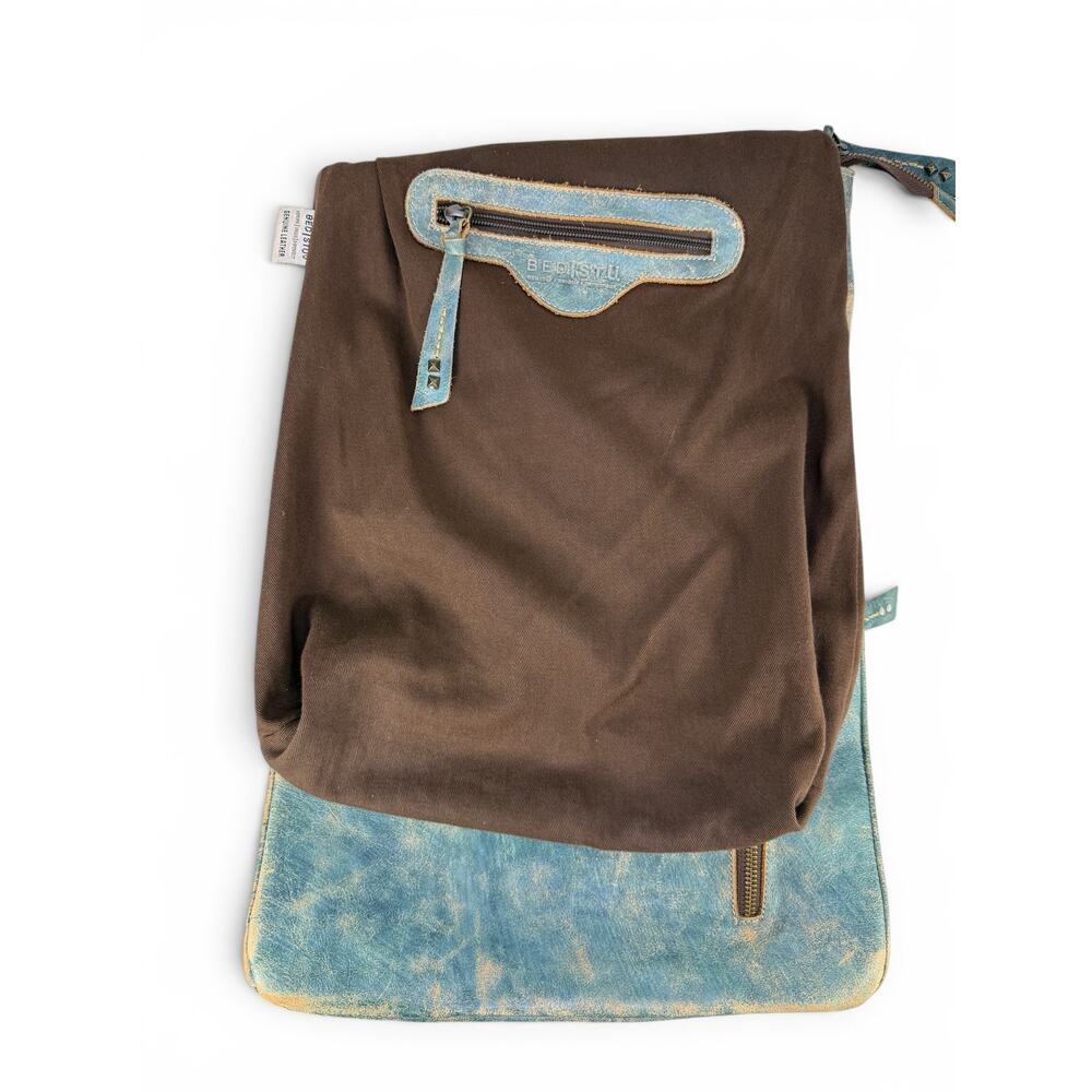 Bed Stu Howie Leather Backpack Distressed Green Laptop Travel Bag Handmade - Picture 7 of 12